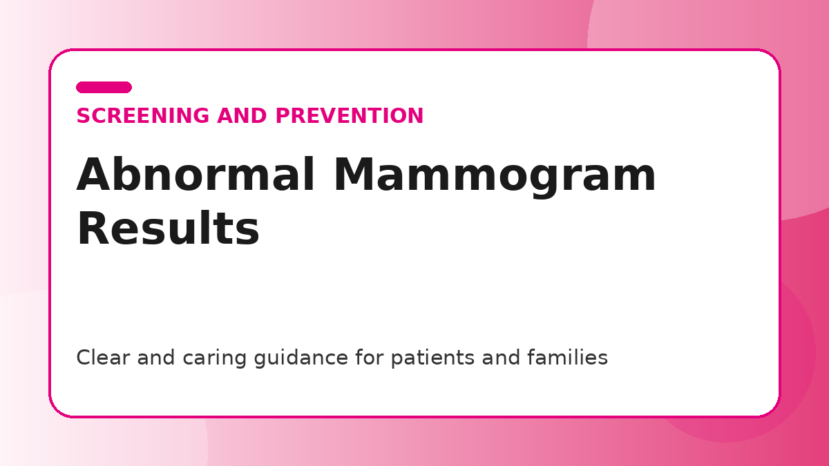 Pink title graphic for a guide to abnormal mammogram results and what happens next for patients and families