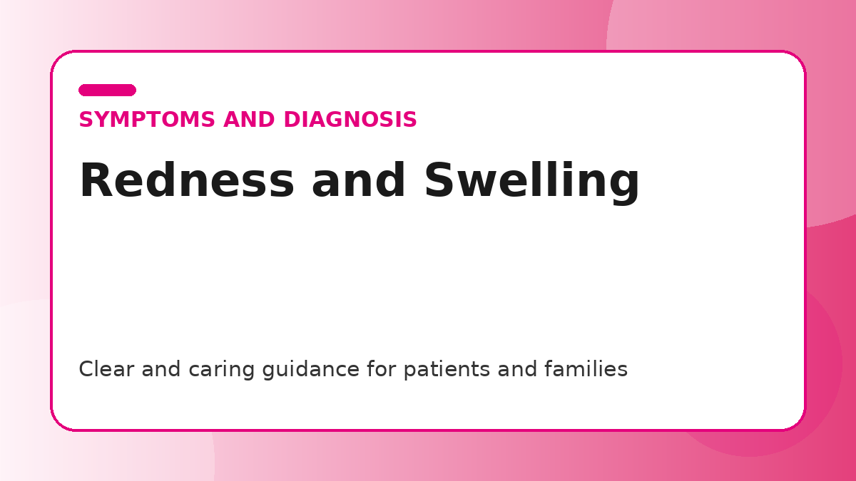 Pink title graphic for a guide to breast redness and swelling and signs to watch for patients and families