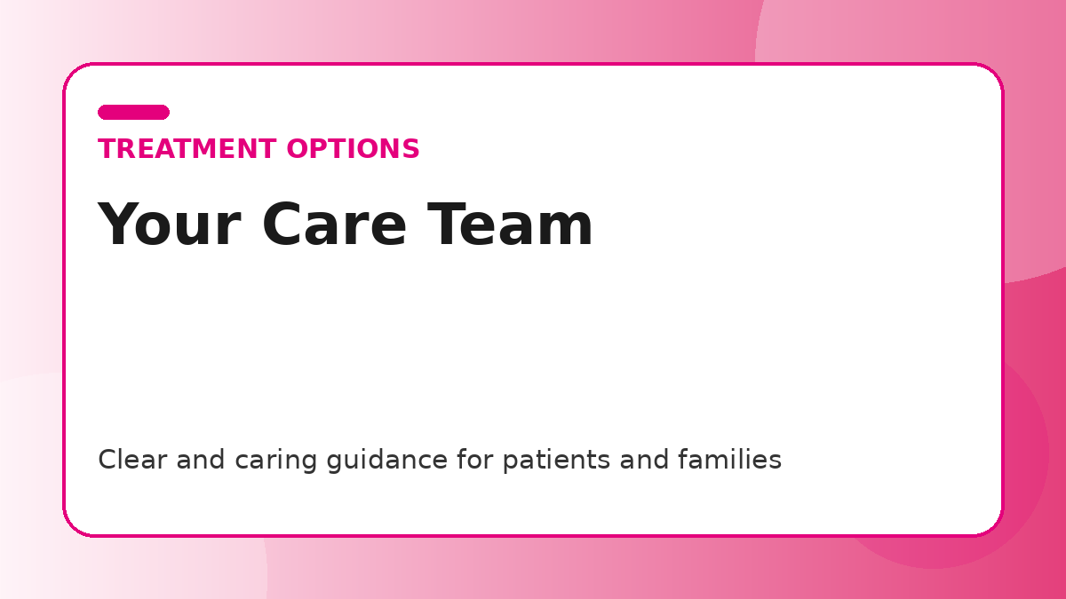 Pink title graphic for a guide to your breast cancer care team and who does what for patients and families