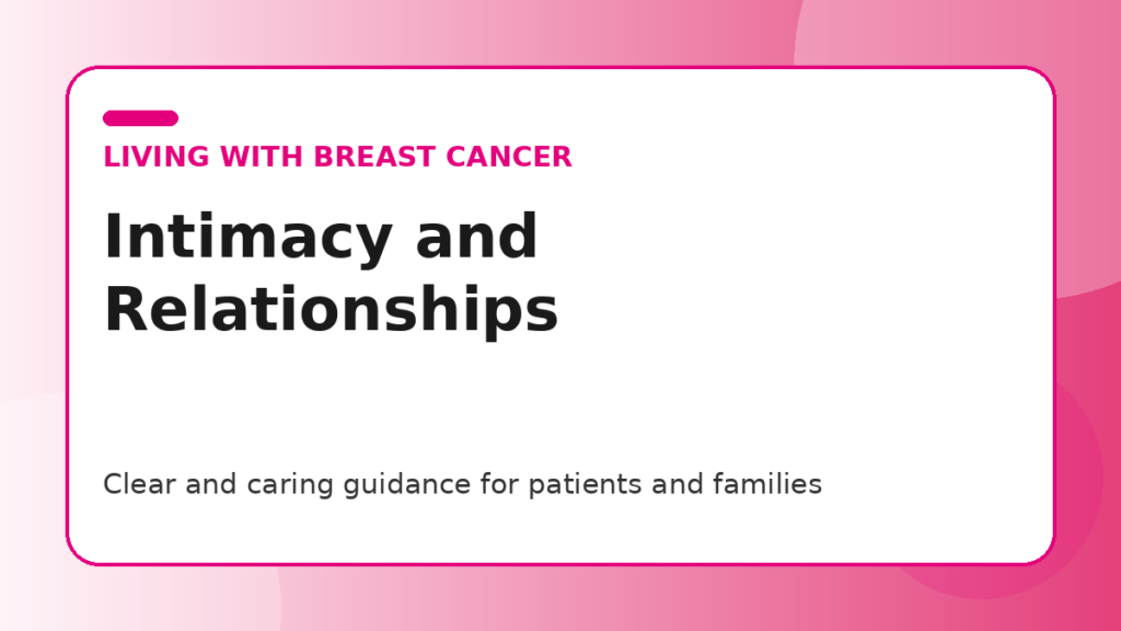 Pink title graphic for a guide to intimacy and relationships after breast cancer for patients and families
