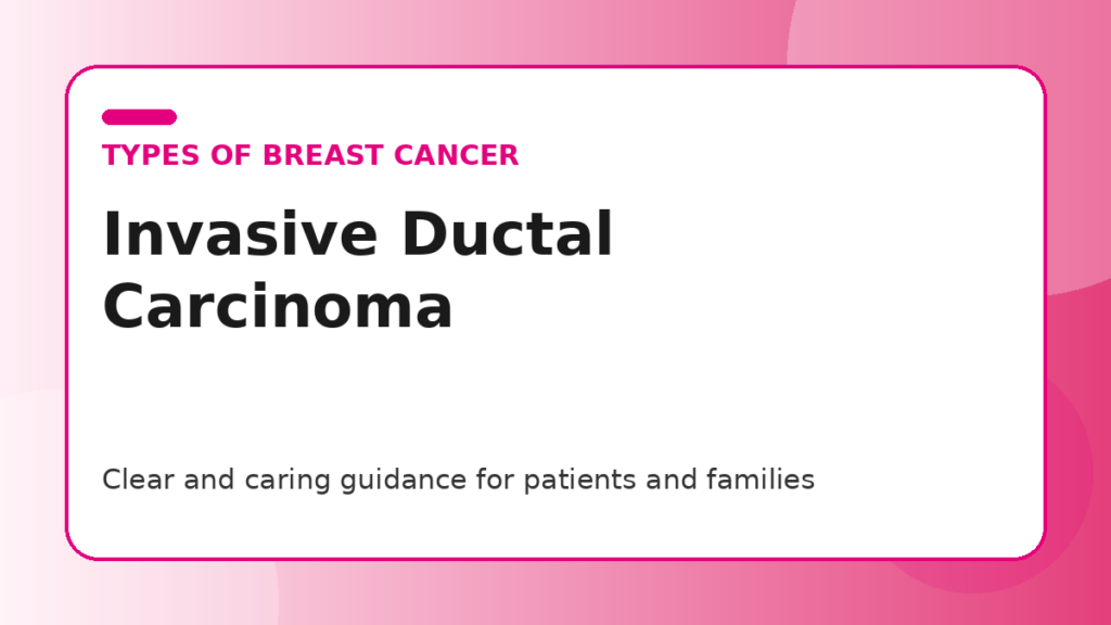 Pink title graphic for a guide to invasive ductal carcinoma for patients and families