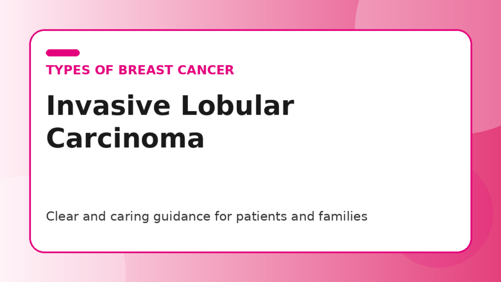 Pink title graphic for a guide to invasive lobular carcinoma for patients and families