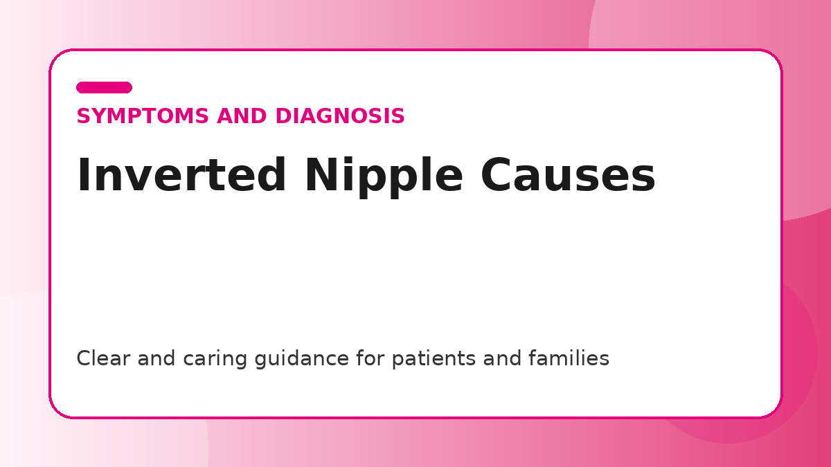 Pink title graphic for a guide to inverted nipple causes and cancer risk for patients and families