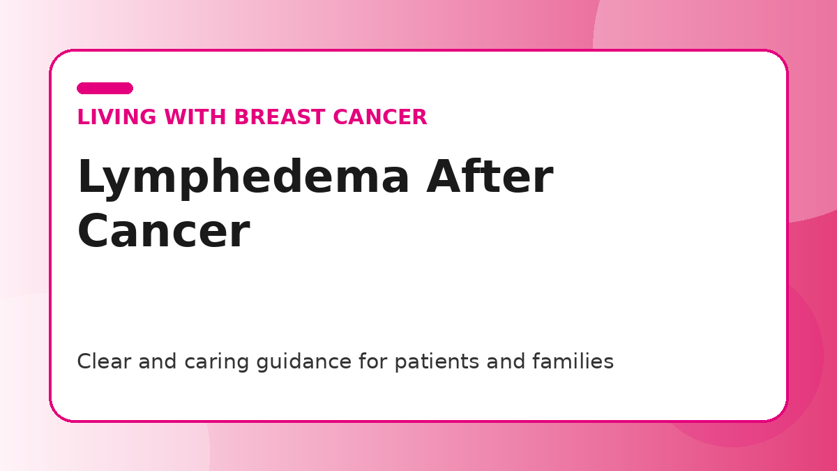 Pink title graphic for a guide to lymphedema after breast cancer signs and care for patients and families