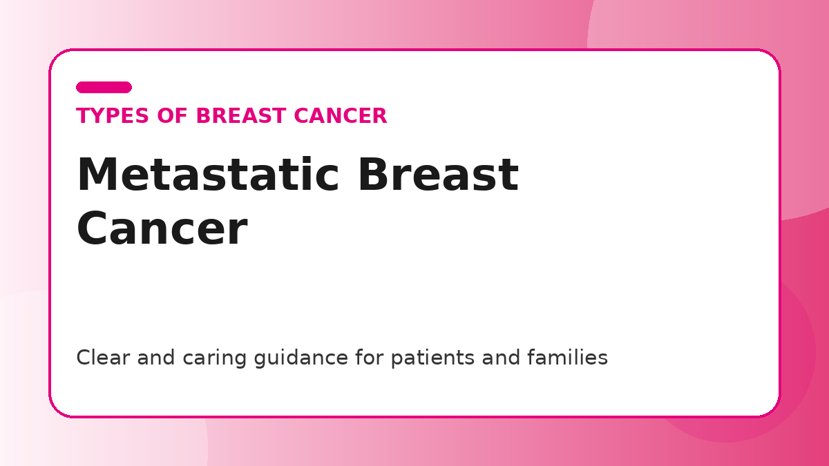 Pink title graphic for a guide to metastatic breast cancer for patients and families