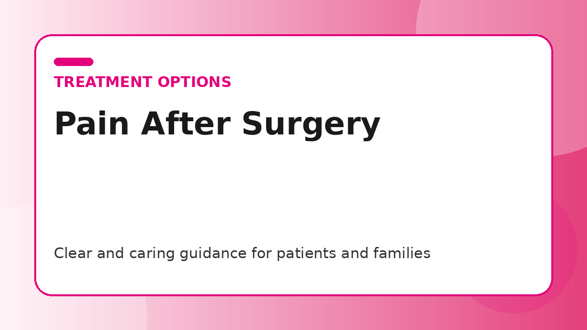 Pink title graphic for a guide to managing pain after breast cancer surgery for patients and families