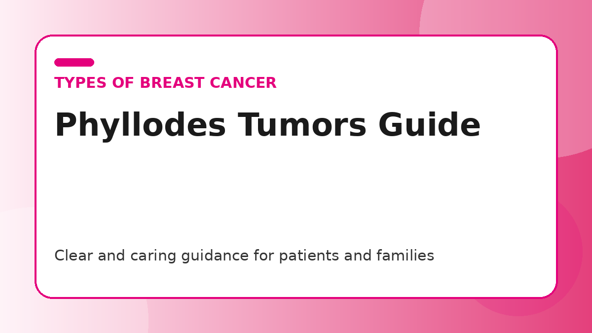 Pink title graphic for a guide to phyllodes tumors and whether they are cancer for patients and families