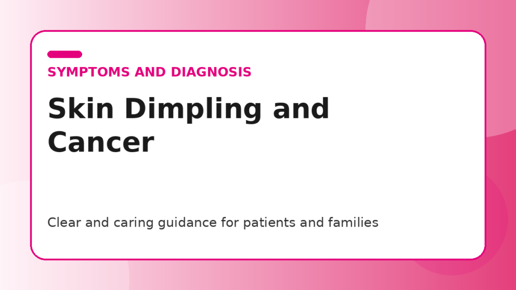 Pink title graphic for a guide to skin dimpling and breast cancer for patients and families