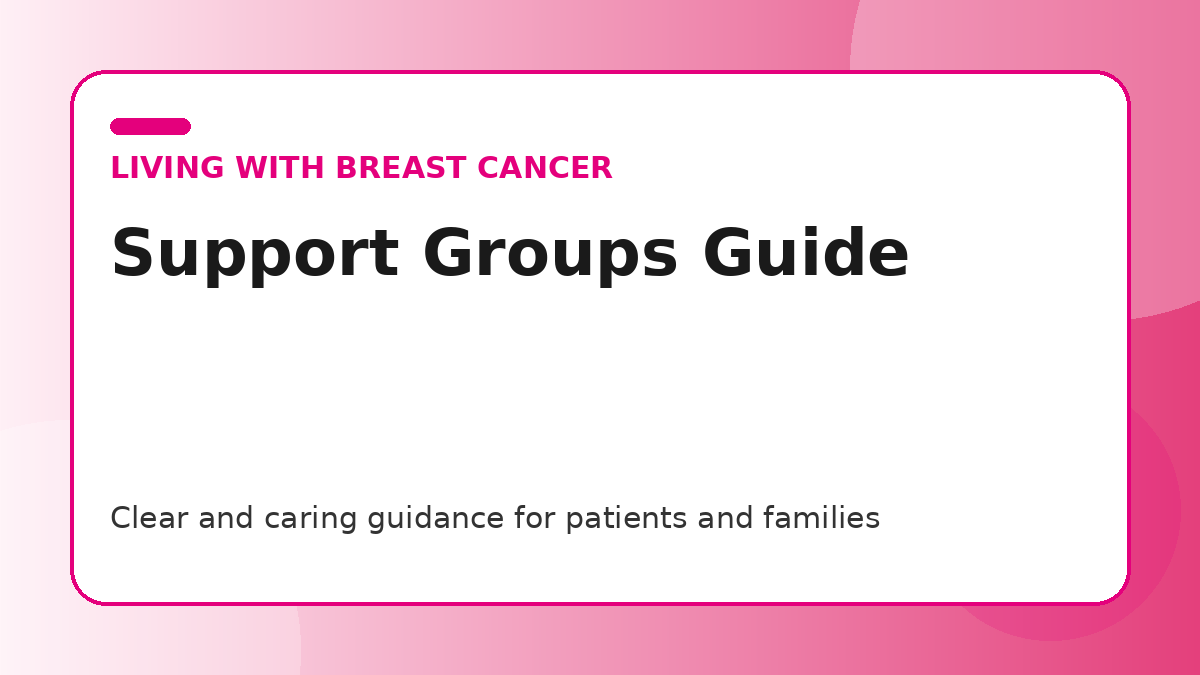 Pink title graphic for a guide to support groups and finding community that helps for patients and families