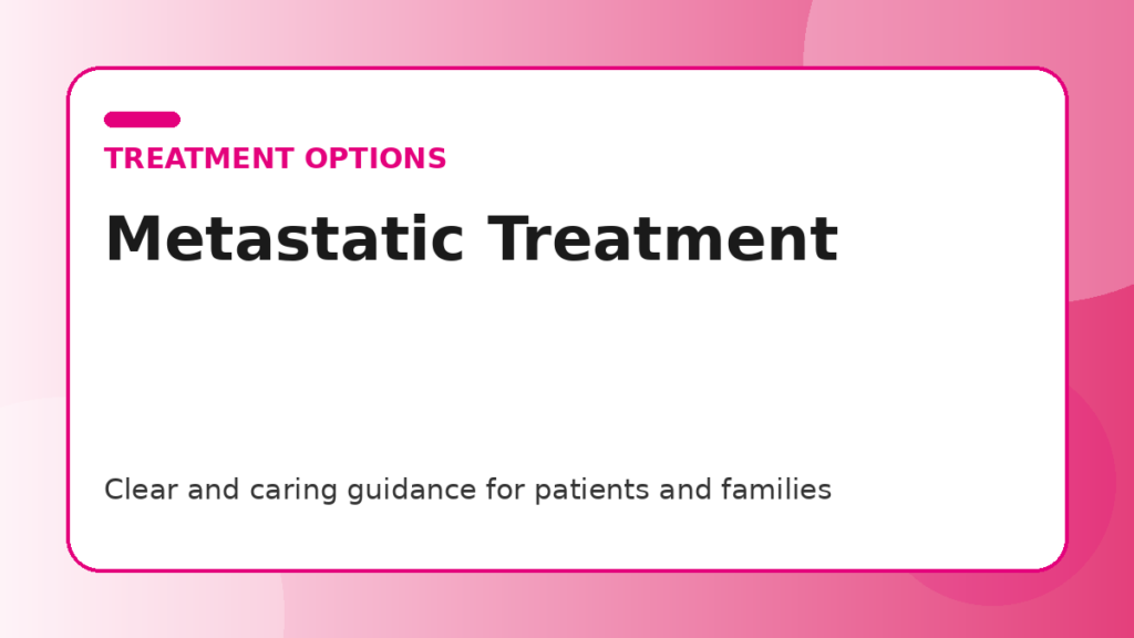 Pink title graphic for a guide to treatment for metastatic breast cancer for patients and families